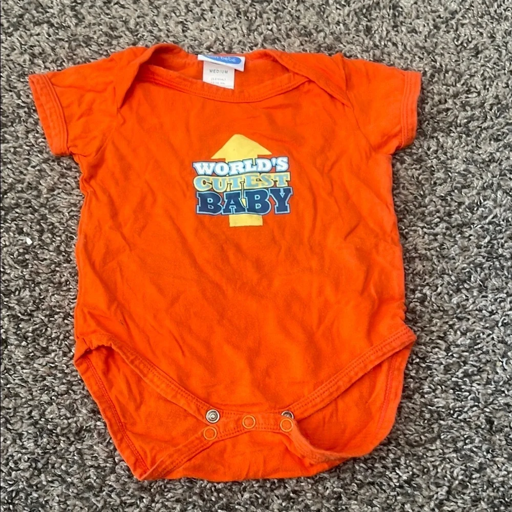 Bon Bebe Orange Onesie 3-6 month & Circo Orange/white Long Sleeve Skull Top